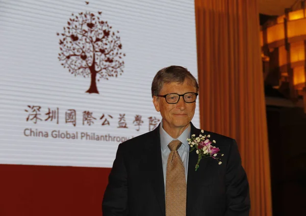 Bill Gates Medstifter Microsoft Medstifter Bill Melinda Gates Foundation Deltar – stockfoto