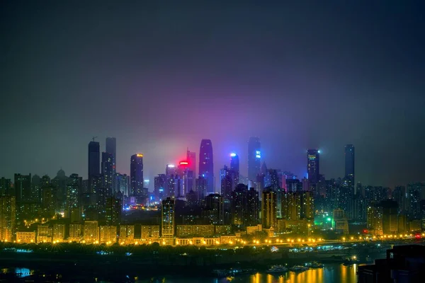 Vista Edifícios Jiefangbei Cbd Também Conhecido Como Jiefangbei Commercial Walking — Fotografia de Stock