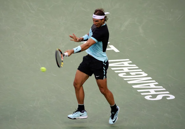 Spanya Rafael Nadal Bir Atış Için Wilfried Tsonga Fransa Nın — Stok fotoğraf