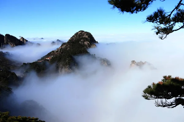 Paisaje Del Mar Nubes Montaña Huangshan Lugar Escénico Ciudad Huangshan — Foto de Stock
