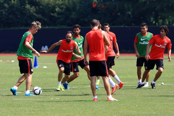 Jogadores Atlético Madrid Participam Uma Sessão Treinamento Para Amistoso Futebol — Fotografia de Stock