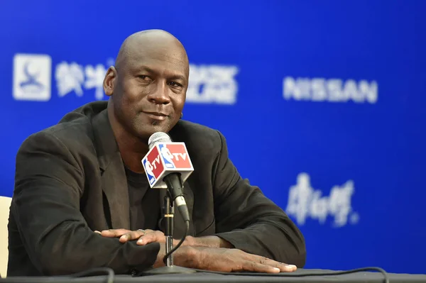 American Basketball Superstar Michael Jordan Owner Chairman Charlotte Hornets Listens Stock Image
