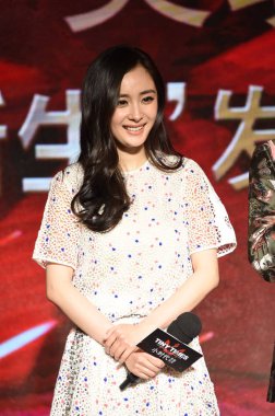 Chinese actress Yang Mi smiles during a press conference for her movie 