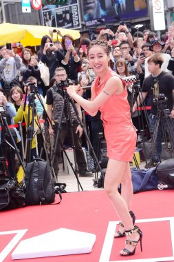 Taiwanese singer Jolin Tsai poses during a signing event for her music album 