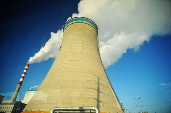 Fumée Est Rejetée Des Cheminées Une Centrale Électrique Ville Jilin — Photo