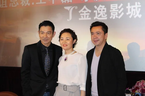 Esquerda Ator Hong Kong Andy Lau Roteirista Chinês Peng Sanyuan — Fotografia de Stock