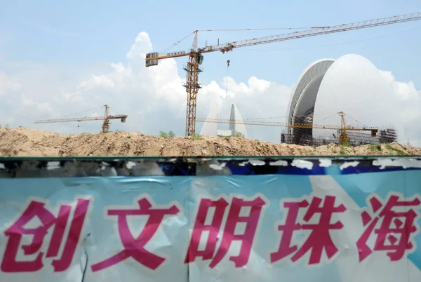Ópera Zhuhai Está Construcción Isla Yeli Ciudad Zhuhai Provincia Guangdong — Foto de Stock