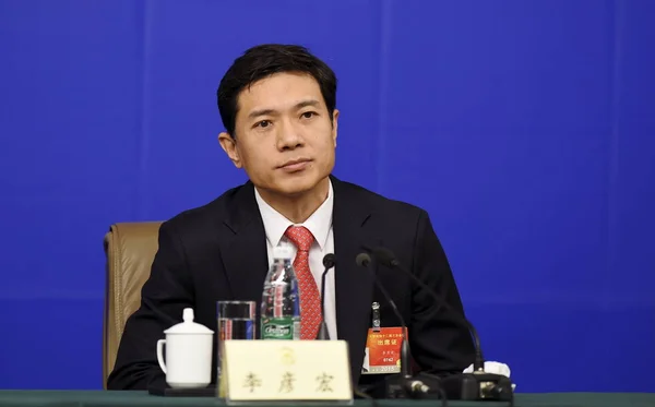 Robin Yanhong Předseda Představenstva Generální Ředitel Baidu Navštěvuje Tiskové Konferenci — Stock fotografie