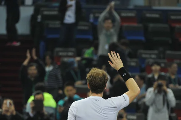 Andy Murray Britain Waves Defeating Tomas Berdych Czech Republic Quarter — Stock Photo, Image