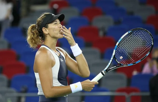 Garbine Muguruza Espagne Réagit Après Avoir Vaincu Ana Ivanovic Serbie — Photo