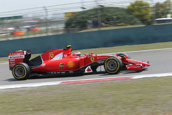 Fins Formule Coureur Kimi Raikkonen Van Ferrari Stuurt Zijn Auto — Stockfoto