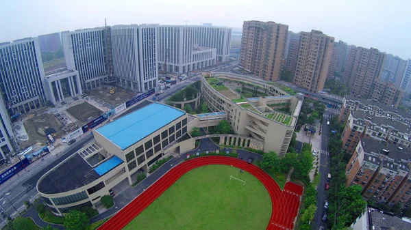 Aerial View Garden Rooftop Building Elementary School Hangzhou City East — Stock Photo, Image