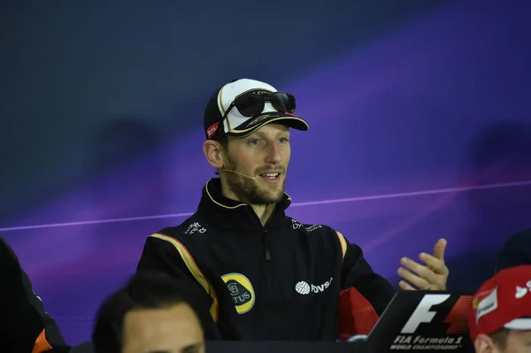 Romain Grosjean Pilote Français Lotus Assiste Une Conférence Presse Pour — Photo