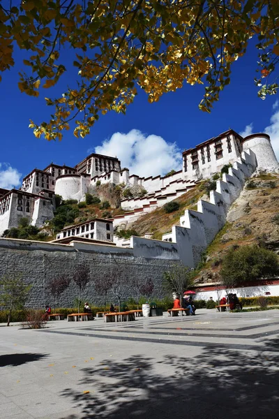 Vista Palácio Potala Lhasa Região Autônoma Tibete Sudoeste China Outubro — Fotografia de Stock