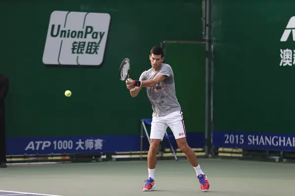 Novak Djokovic Sérvia Participa Uma Sessão Treinamento Para Torneio Tênis — Fotografia de Stock