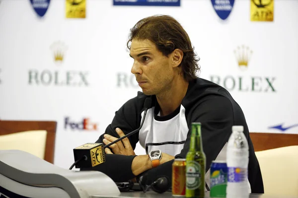 Rafael Nadal Aus Spanien Nimmt Einer Pressekonferenz Zum Shanghai Rolex — Stockfoto