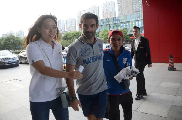 Giorgos Karagounis Footballeur Grec Retraite Centre Arrive Hôtel Shanghai Chine — Photo