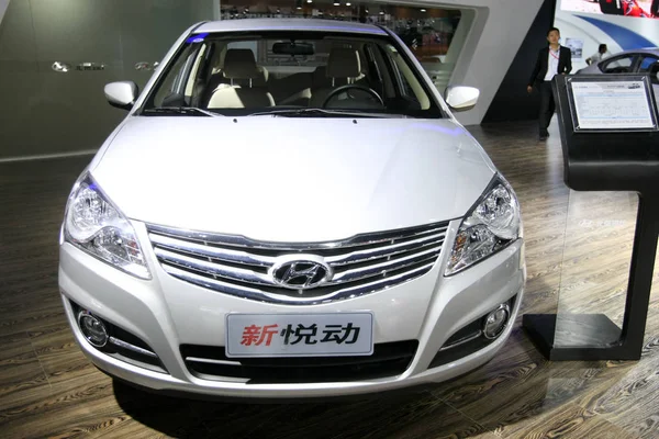 Une Hyundai Elantra Est Exposée Lors Salon International Automobile Pudong — Photo