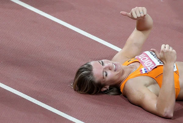 Dafne Schippers Netherlands Celebrates Winning Women 200M Final Beijing 2015 — Stock Photo, Image