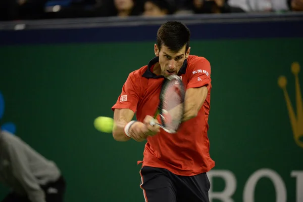 Novak Djokovic Serbii Zwraca Strzał Andy Murray Wielkiej Brytanii Półfinałowym — Zdjęcie stockowe