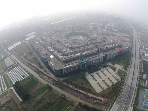 Letecký Pohled Budovy Pentagonu Jako Komplexu Šanghaji Číně Listopad 2015 — Stock fotografie