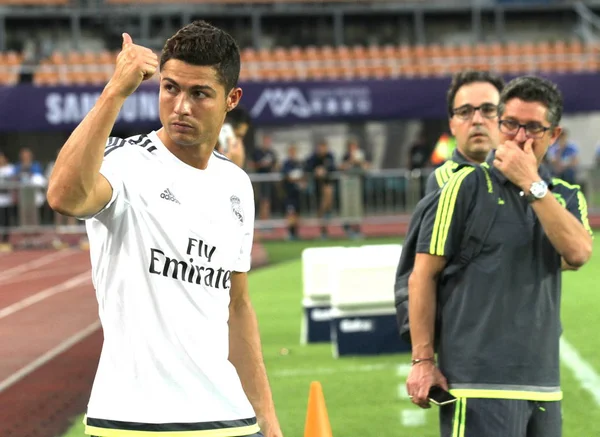 Cristiano Ronaldo Real Madrid Gauche Participe Une Séance Formation Dans — Photo