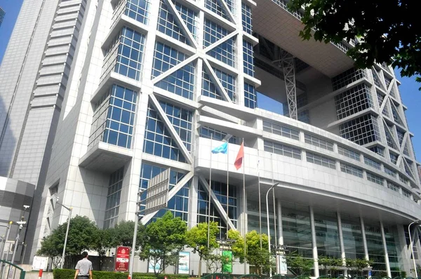 Kilátás Shanghai Tőzsdeépület Lujiazui Pénzügyi Negyedében Pudong Shanghai Kína 2014 — Stock Fotó