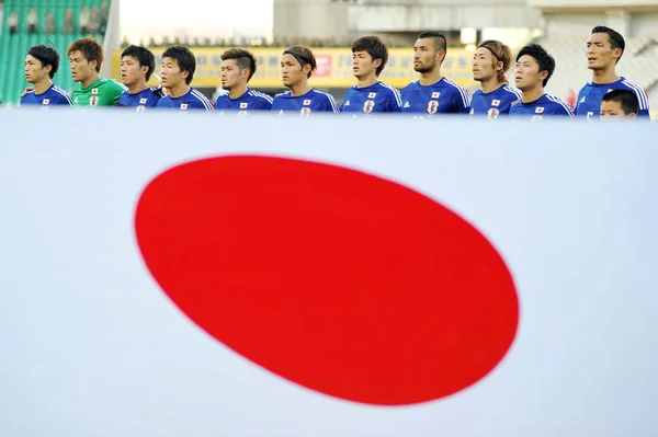 Los Jugadores Alineación Inicial Japón Posan Antes Partido Fútbol Copa —  Fotos de Stock