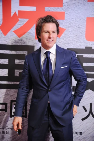 Amerykański Aktor Tom Cruise Pozuje Czerwonym Dywanie Spotkanie Fan Jego — Zdjęcie stockowe