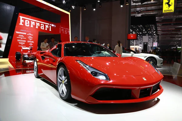 Ferrari 488 Gtb Шанхайской Международной Выставке Автомобильной Промышленности Известной Auto — стоковое фото