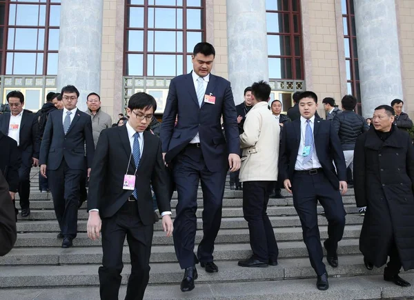 Eski Çin Basketbol Süperstar Yao Ming Merkezi Yaprakları Pekin Cppcc — Stok fotoğraf