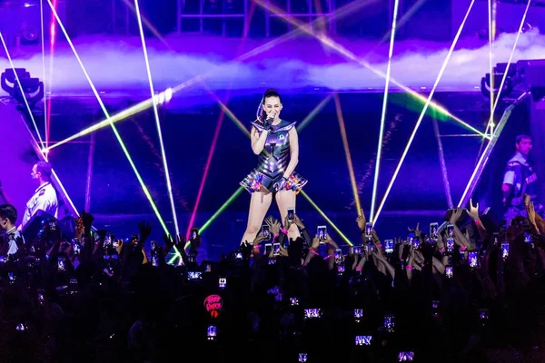 Cantante Estadounidense Katy Perry Actúa Concierto Macao Prismatic World Tour — Foto de Stock