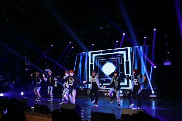 Members South Korean Boy Group Monsta Perform Premiere Event New — Stock Photo, Image