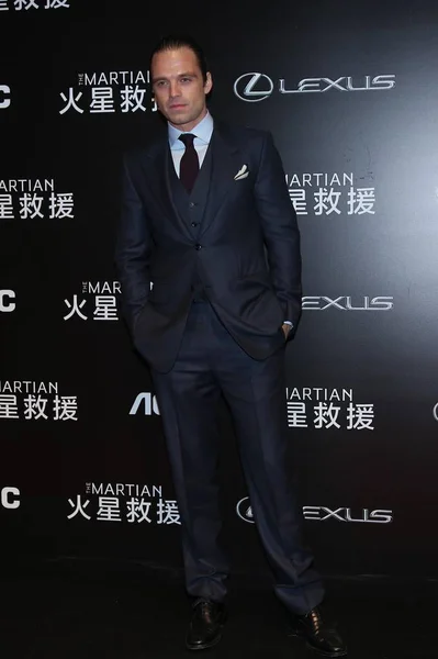 Rumänska Skådespelare Sebastian Stan Poserar Röda Mattan För Premiären Hans — Stockfoto