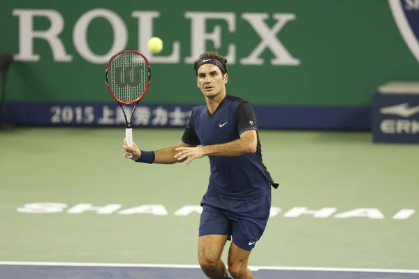 Roger Federer Van Zwitserland Geeft Als Resultaat Een Schot Naar — Stockfoto