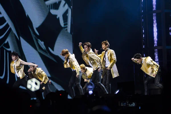 Boy Group Chinês Sul Coreano Exo Apresenta Concerto Nanjing Durante — Fotografia de Stock