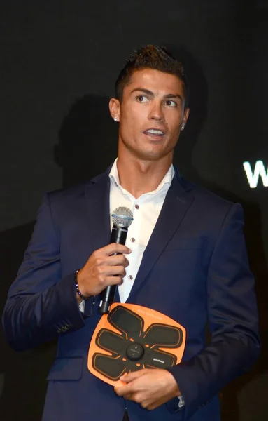 Cristiano Ronaldo Portugál Labdarúgó Szupersztár Részt Vesz Egy Promóciós Esemény — Stock Fotó