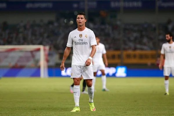 Cristiano Ronaldo Real Madrid Réagit Lors Match Shanghai Coupe Internationale — Photo