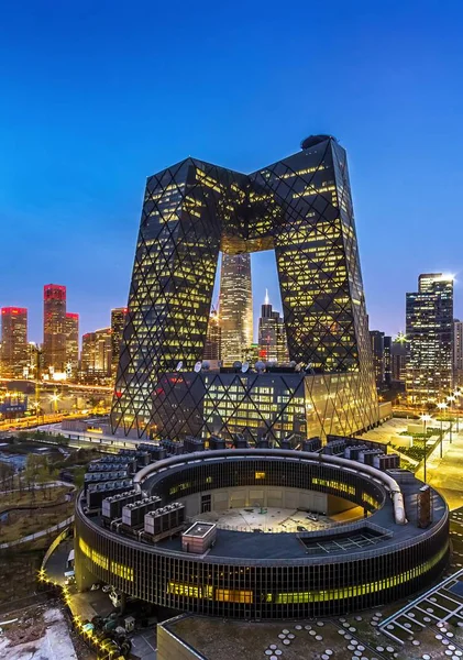 Vista Notturna Del Cbd Central Business District Con Nuova Torre — Foto Stock