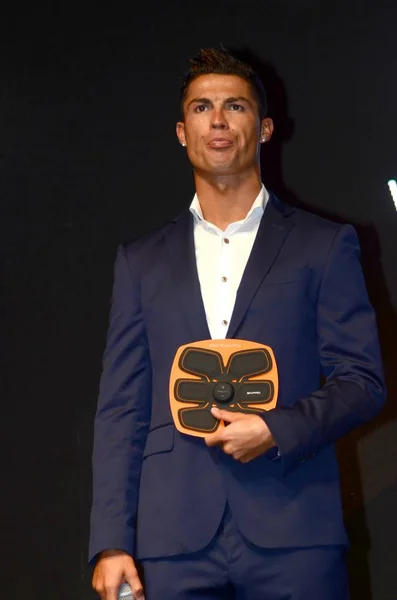 Superestrella Portuguesa Fútbol Cristiano Ronaldo Posa Durante Evento Promocional Para —  Fotos de Stock