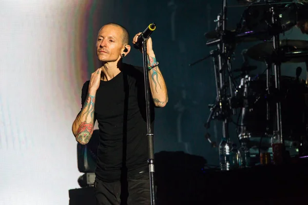 Chester Bennington Banda Rock Estadounidense Linkin Park Realiza Durante Concierto — Foto de Stock