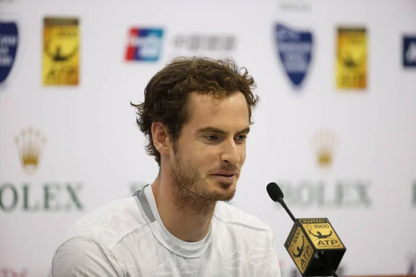 Andy Murray Grã Bretanha Participa Uma Coletiva Imprensa Para Torneio — Fotografia de Stock