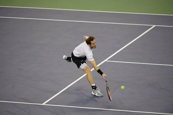 Andy Murray Grã Bretanha Retorna Tiro Para Novak Djokovic Sérvia — Fotografia de Stock
