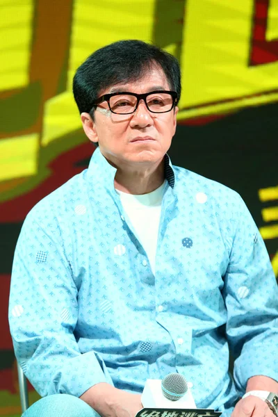 Star Dell Azione Hong Kong Jackie Chan Partecipa Una Conferenza — Foto Stock