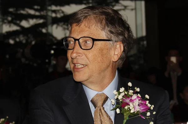 Bill Gates Founder Microsoft Chair Bill Melinda Gates Foundation Speaks — Stock Photo, Image