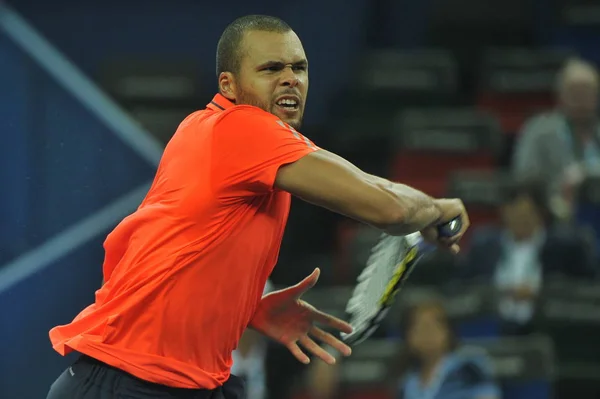 Wilfried Tsonga Fransa Nın Bir Atış Için Tommy Robredo Spanya — Stok fotoğraf