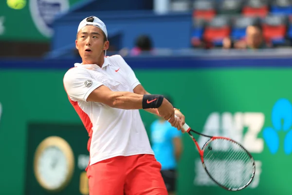 Zhang China Retorna Tiro Para Martin Klizan Eslováquia Sua Primeira — Fotografia de Stock