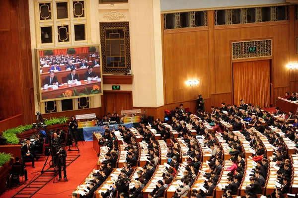 Chinese Afgevaardigden Wonen Tweede Plenaire Vergadering Van Derde Sessie Van — Stockfoto