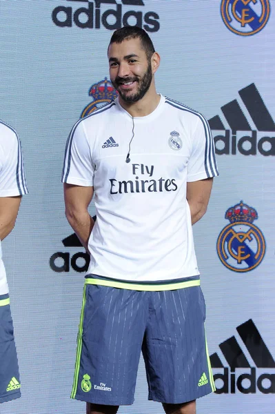 Karim Benzema Del Real Madrid Posa Evento Incontro Dei Tifosi — Foto Stock