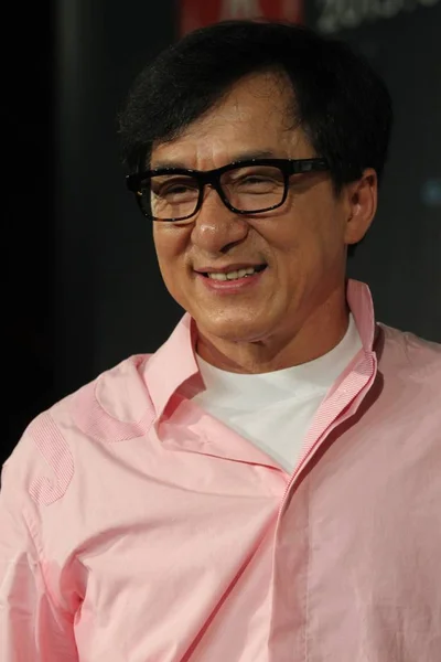 Hong Kong Action Star Jackie Chan Smiles Opening Forum His — Stock Photo, Image